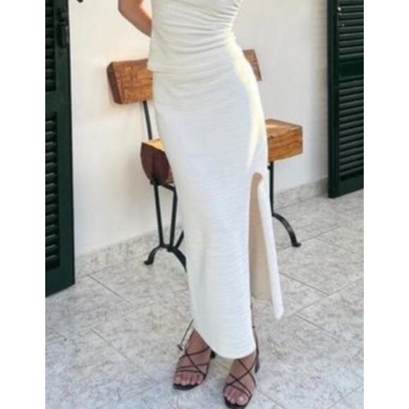 COS Textured Pencil Skirt Midi in White Ivory Size Medium - Picture 1 of 10